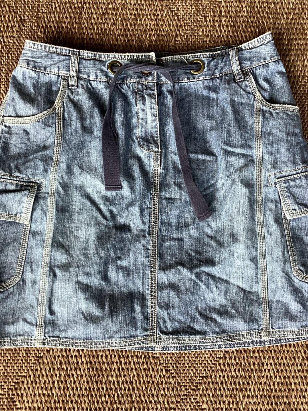 Merona Blue Medium Wash Denim Skirt With String Tie Closure – sz 10